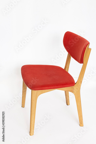 Fototapeta Naklejka Na Ścianę i Meble -  Red color chair, modern designer. Chair isolated on white background. 