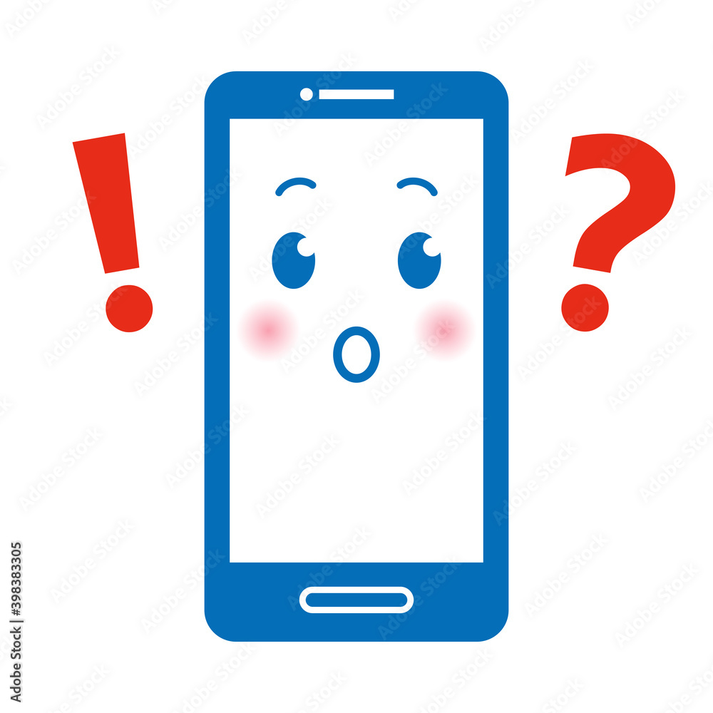 スマホの擬人化キャラクター はてなマークと感嘆符 Vector De Stock Adobe Stock