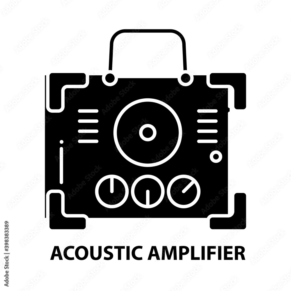 acoustic amplifier icon, black vector sign with editable strokes, concept illustration acoustic amplifier icon, black vector sign with editable strokes, concept illustration