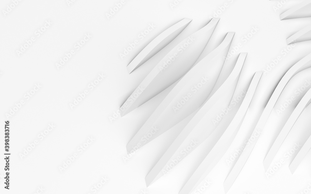 Abstract Curved Shapes. White Circular Background.