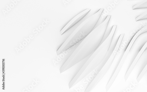 Abstract Curved Shapes. White Circular Background.