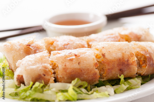 crispy vietnamese sprill roll or egg roll photo