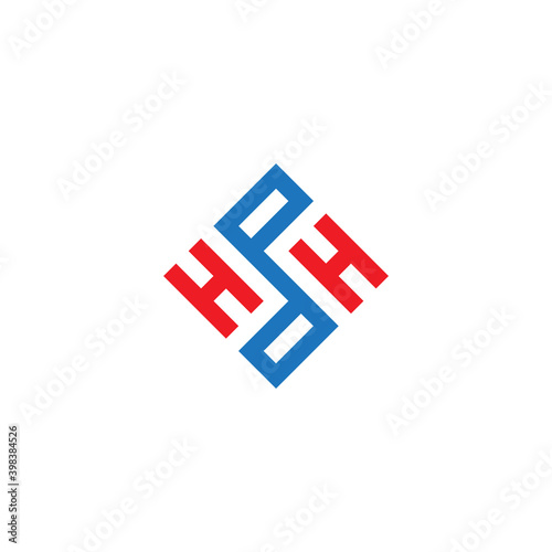abstract letter hp geometric line square logo vector