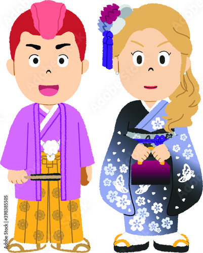 ド派手な成人式のイラスト