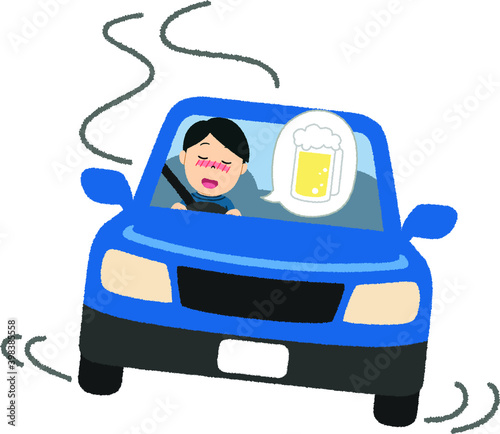 飲酒運転をする男性のイラスト