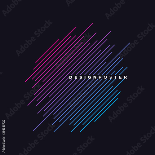 Vector abstract background with dynamic waves, dots, line and particles. Vector Illustration