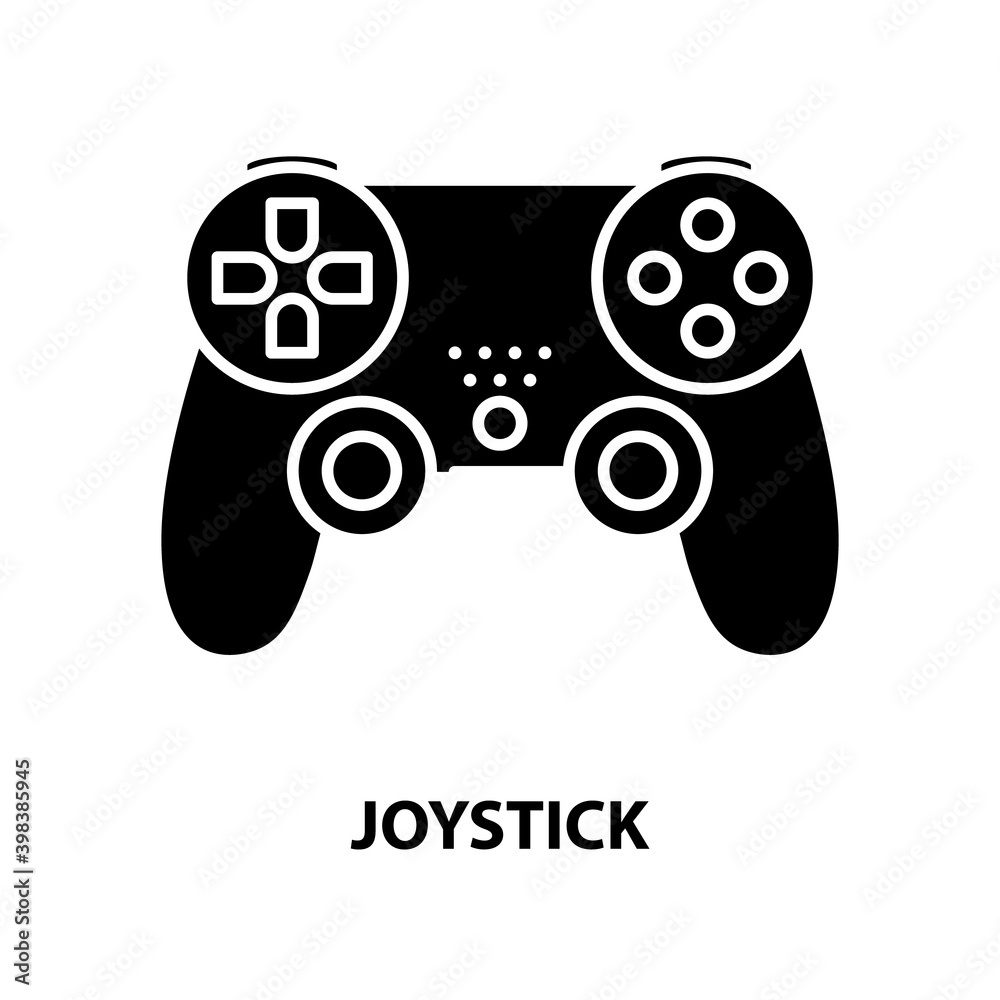 joystick icon, black vector sign with editable strokes, concept illustration joystick icon, black vector sign with editable strokes, concept illustration