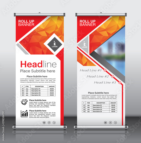 roll up brochure flyer banner design vertical template vector, abstract geometric background, modern x-banner and flag-banner,rectangle size.