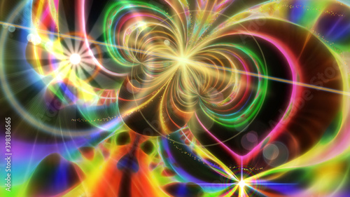 Abstract neon fractal futuristic background .