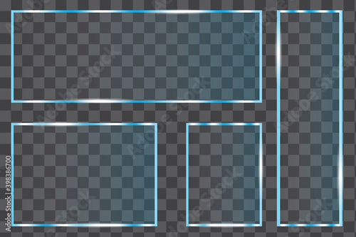Rectangles plexiglass in realistic style on blank background. Stock image. EPS 10.