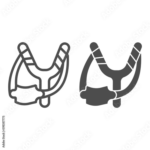 Canvas-taulu Slingshot line and solid icon, kid toys concept, Hunting slingshot sign on white background, Children toy for throwing stones icon in outline style for mobile concept and web design