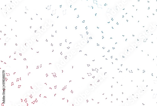 Light Blue  Red vector backdrop with music notes.