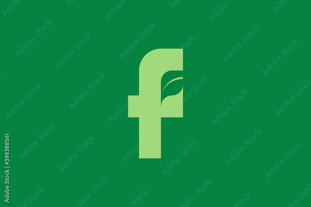 Obraz premium F letter and leaf logo design template vector