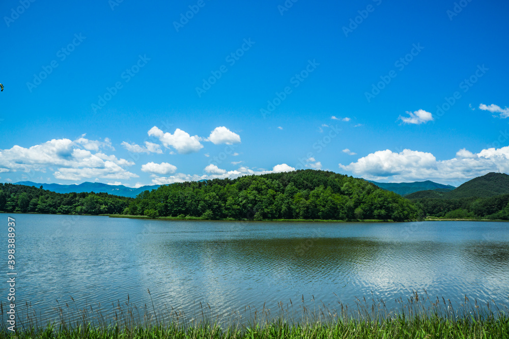 Lake Hwajinpo in Goseonggun, Gangwondo and beautiful sky