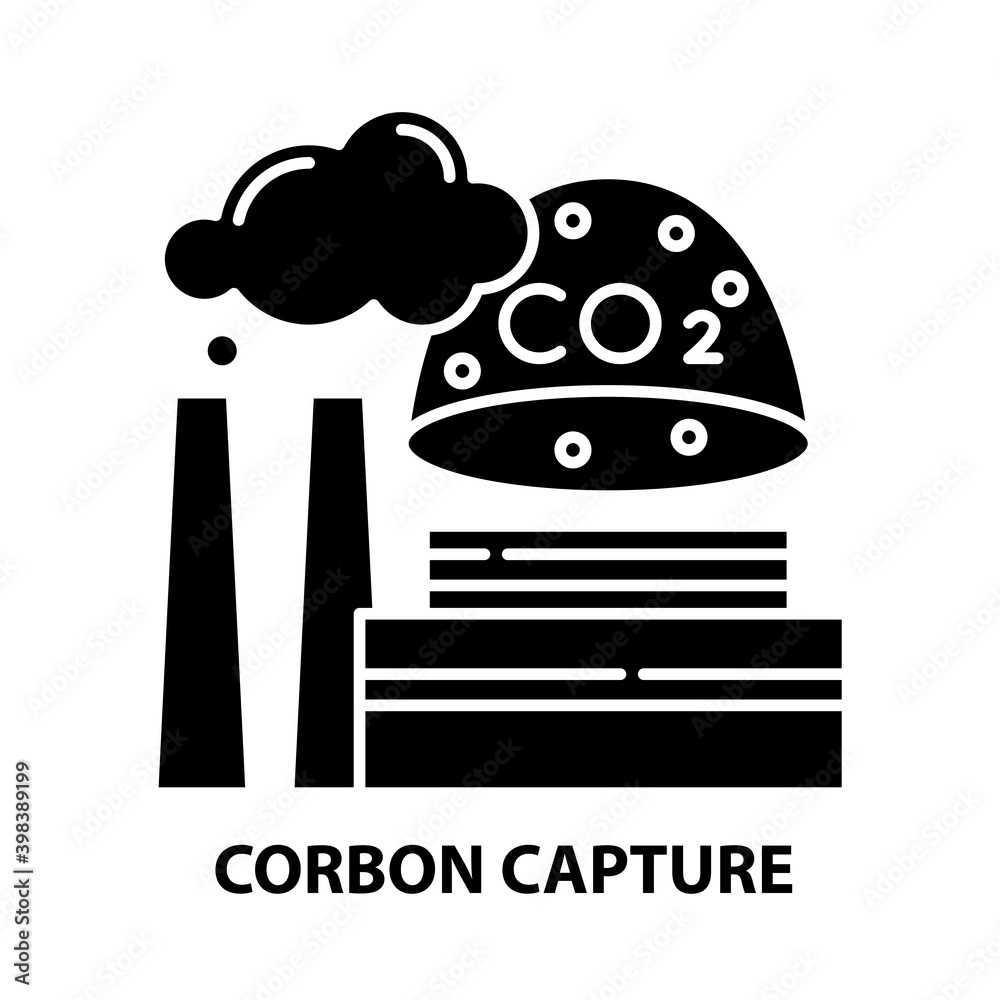 carbon capture icon, black vector sign with editable strokes, concept ...