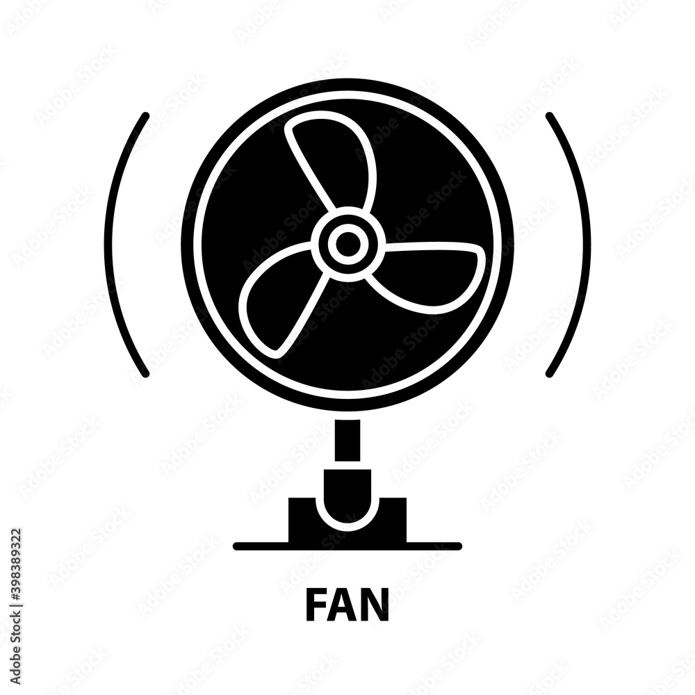 fan icon, black vector sign with editable strokes, concept illustration fan icon, black vector sign with editable strokes, concept illustration