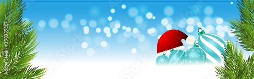 NEW YEAR GREETING BACKGROUND VECTOR ILLUSTARTION, BEAUTIFUL COLURFUL LIGHT BOKEH WITH XMAS TREE, CHRISTMAS BALLS FOR BACKGROUND CONCEPT