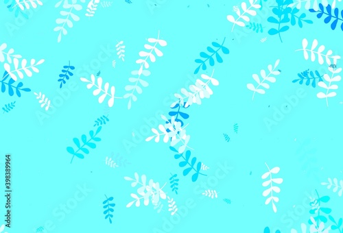 Light Green vector doodle pattern with leaves.