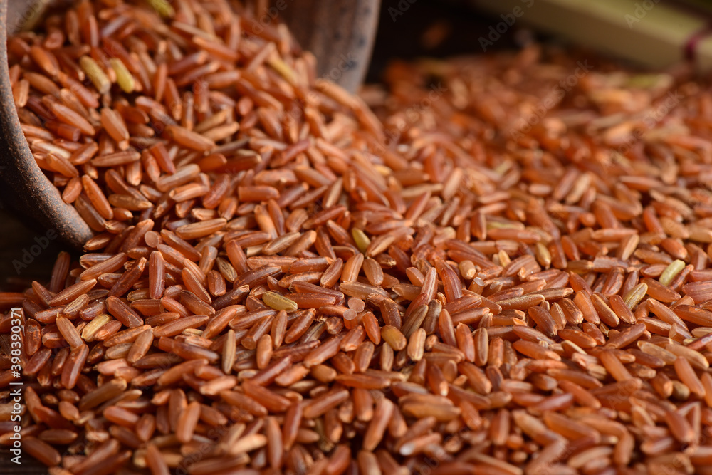 Red Rice on the background of retro Chinese style. Red Rice on the background of retro Chinese style.