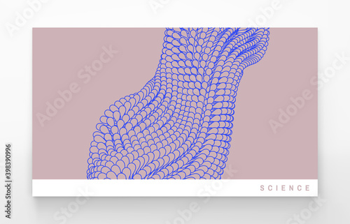 A wave formed from many particles. Cell membrane structure in motion. Scientific background for medicine, science, technology or chemistry. 3D abstract vector illustration.