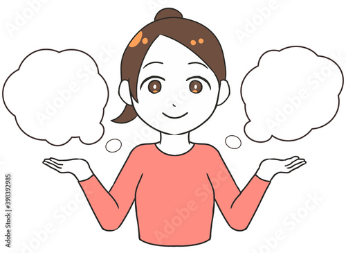 比較する　吹き出し　女性