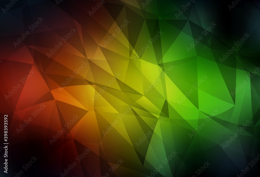 Dark Green, Red vector abstract polygonal template.