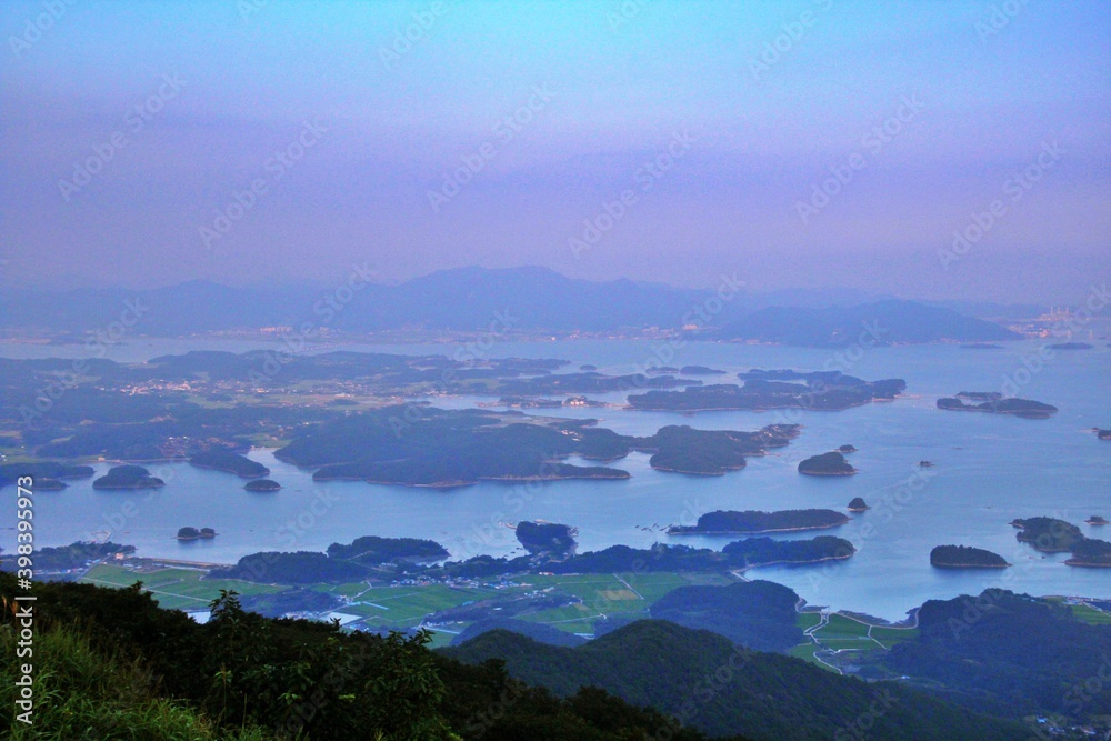 view of the sea and islands from the mountain