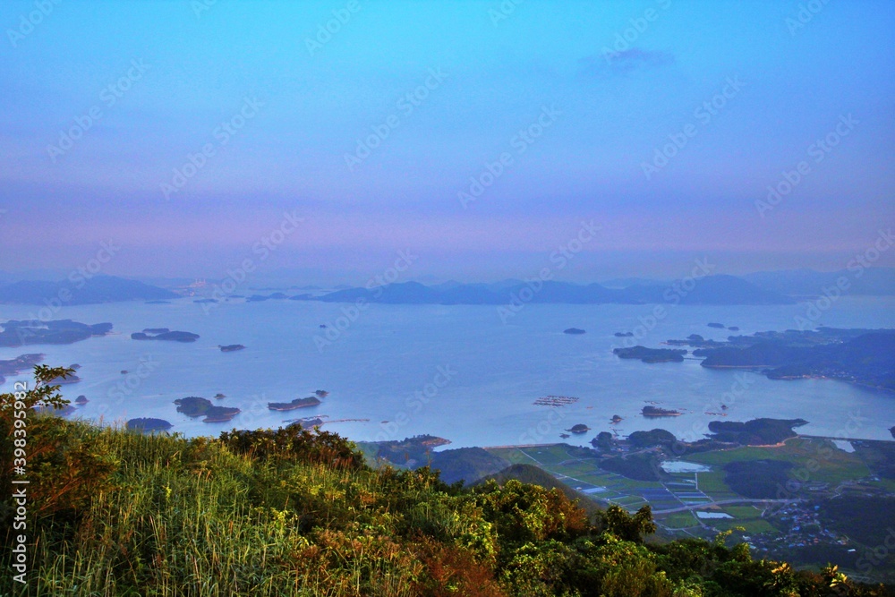view of the sea and islands from the mountain