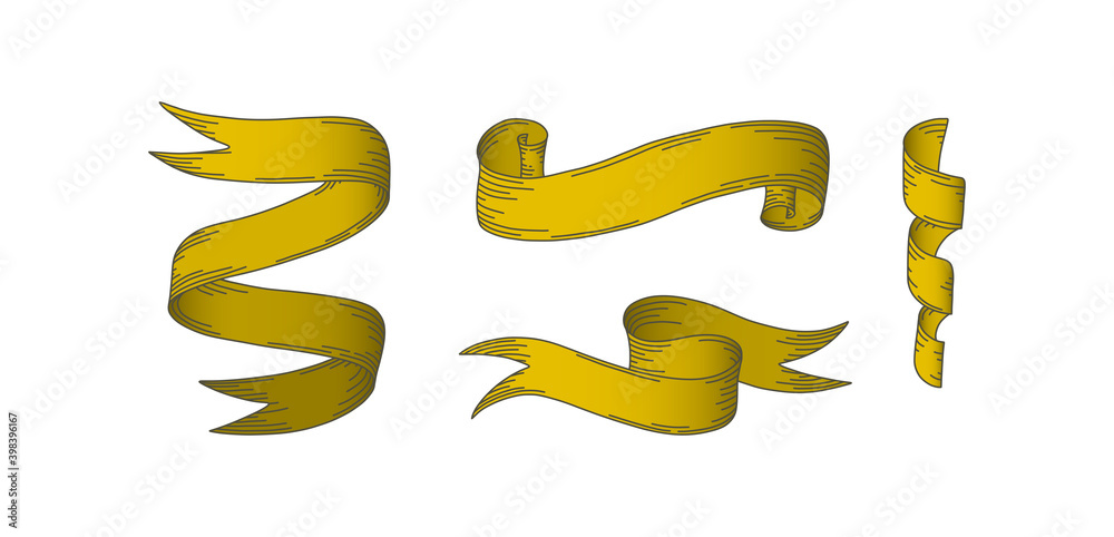 Stripes of parchments or old paper documents. Medieval ribbons of paper. Vector illustration in doodle style Stripes of parchments or old paper documents. Medieval ribbons of paper. Vector illustration in doodle style