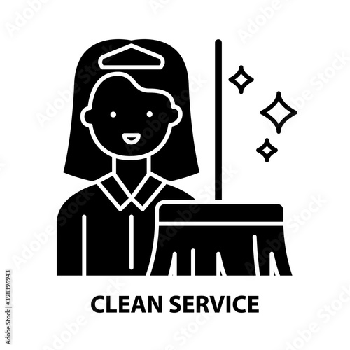 clean service icon, black vector sign with editable strokes, concept illustration