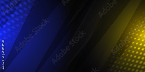 Blue yellow gaming background with light stripes on black background