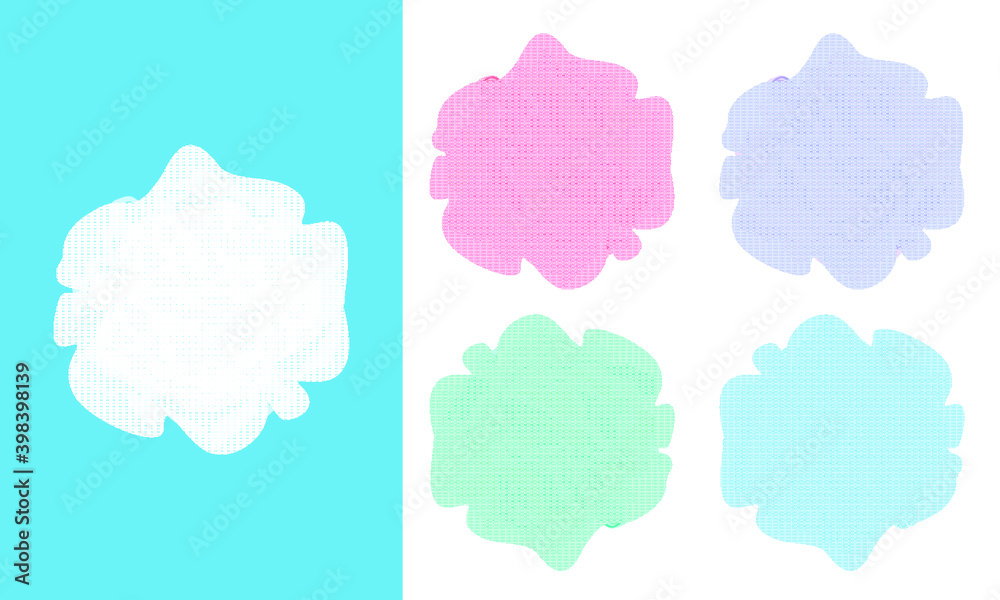 Multi Color (white, pink, purple, green, blue) exfoliating mesh sponge, shower loofah, bath pouf, shower supply vectors
