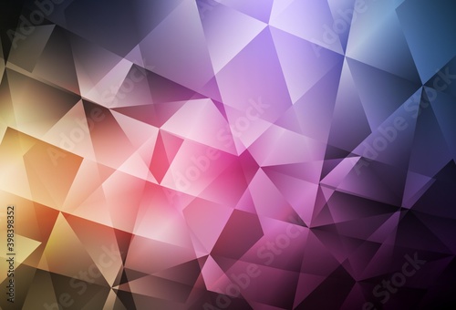 Dark Pink, Yellow vector polygon abstract background.