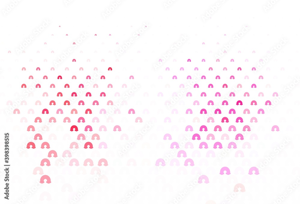 Light Pink vector backdrop with rainbows, clouds.