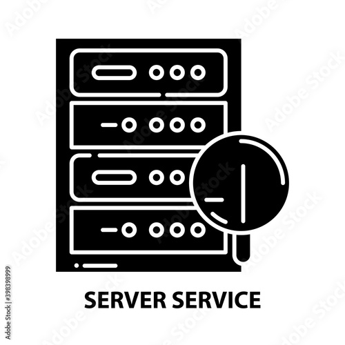 server service icon, black vector sign with editable strokes, concept illustration