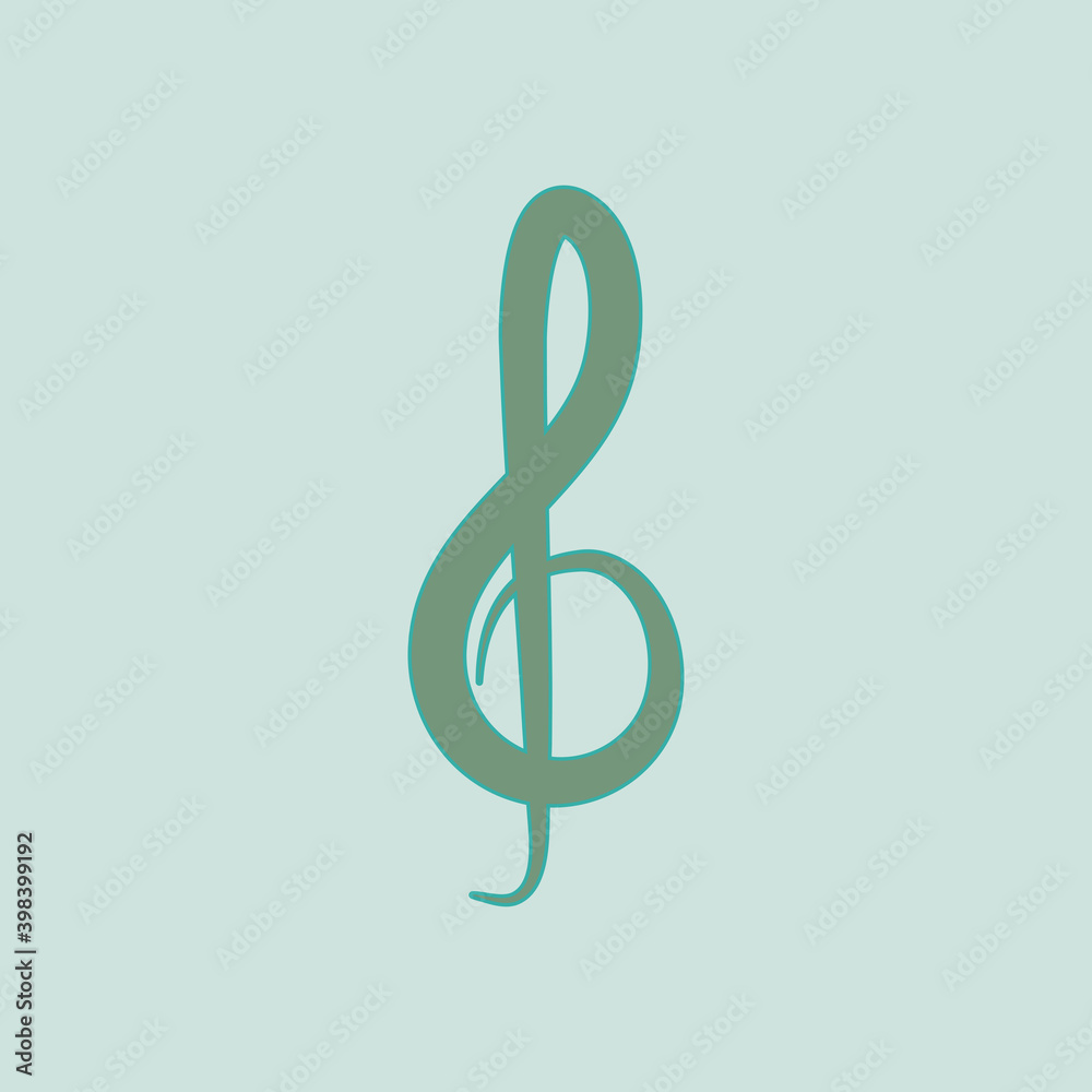 Illustration of green note music logo design vector, isolated on green background.
