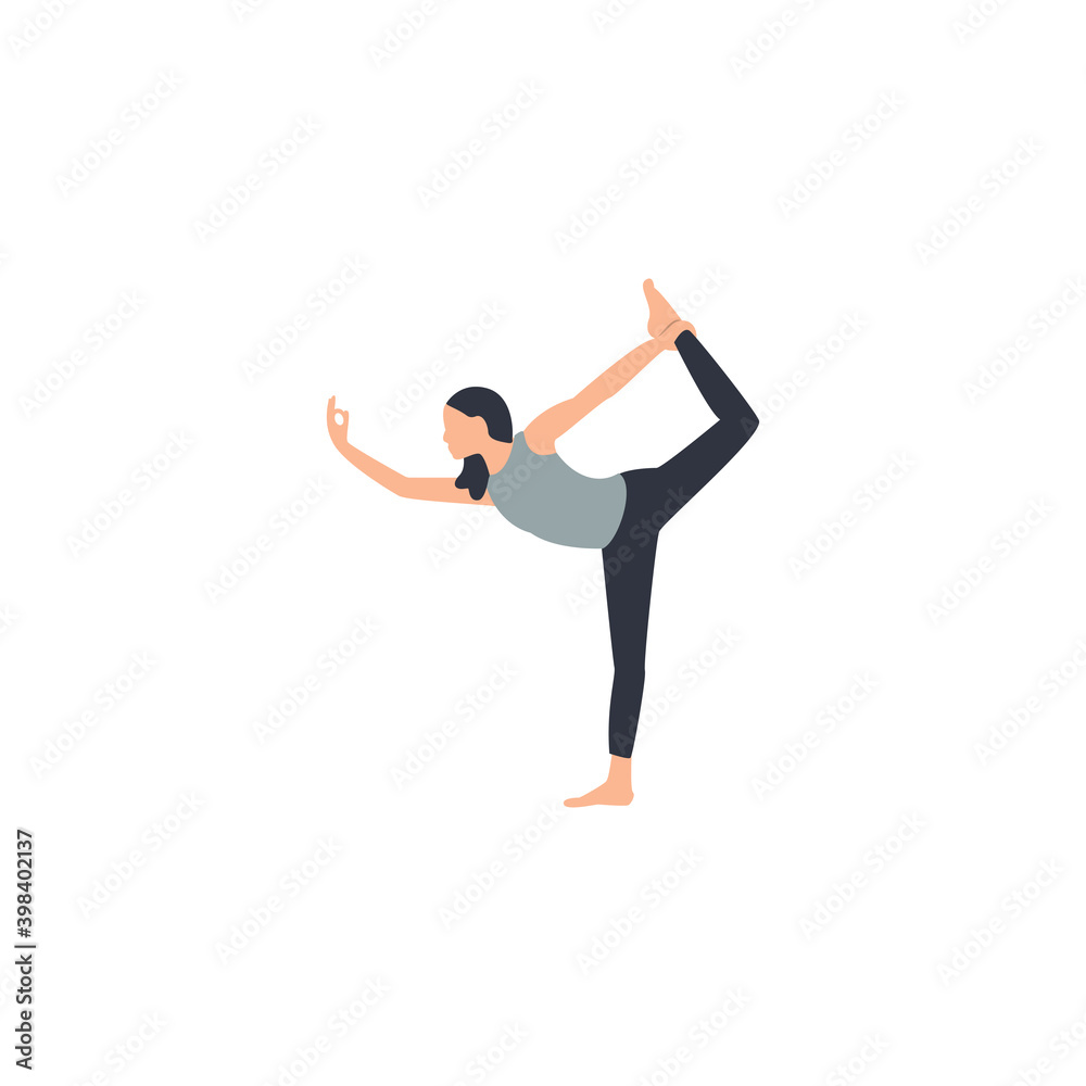 Female yoga. Vector illustration of beautiful cartoon woman