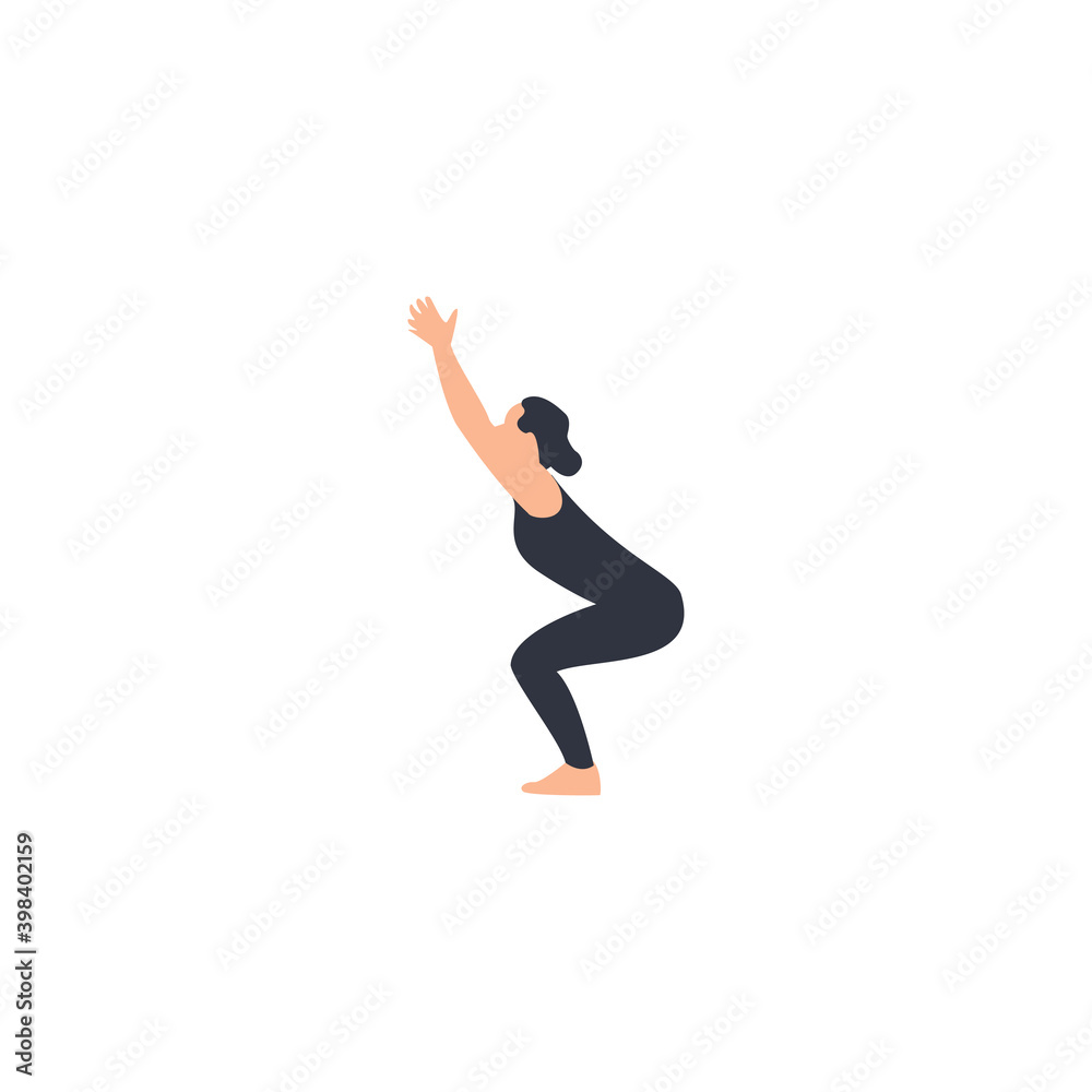 Female yoga. Vector illustration of beautiful cartoon woman