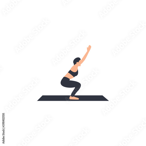 Female yoga. Vector illustration of beautiful cartoon woman