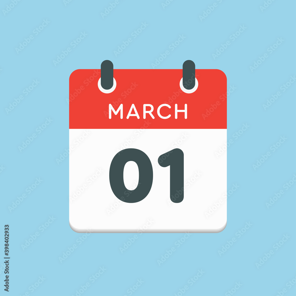 Icon day date 1 March, template calendar page Icon day date 1 March, template calendar page