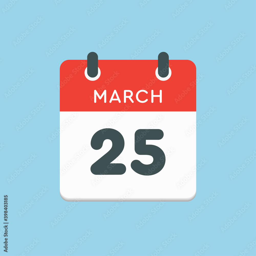Icon day date 25 March, template calendar page Icon day date 25 March, template calendar page