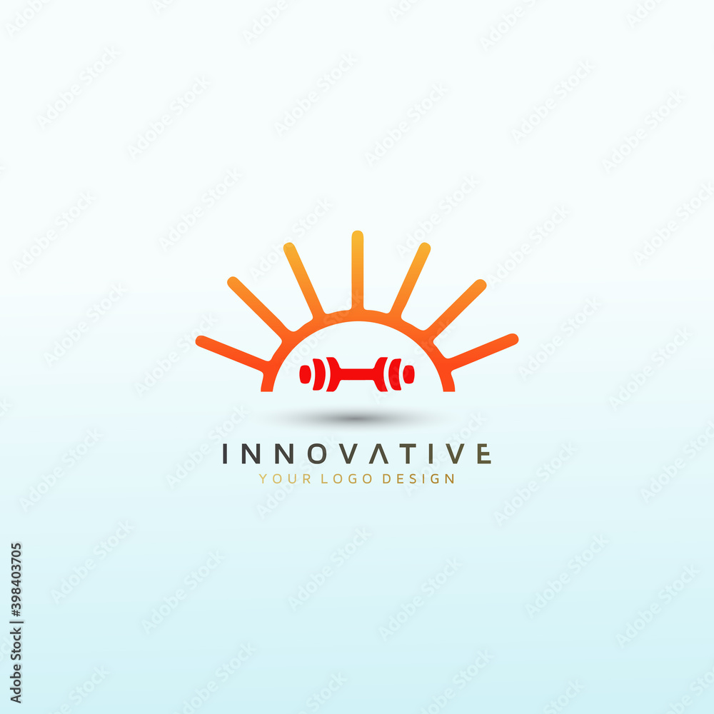 Fototapeta premium Fitness logo design with sun icon, Fitness Logo Images, Stock Photos & Vectors