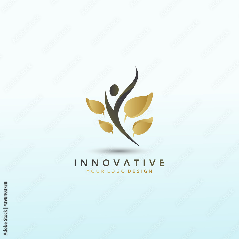 Yoga vector logo image, leaf icon, Fitness Logo Images, Stock Photos & Vectors