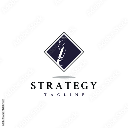 CHESS KNIGHT IN FRAME LOGO DESIGN