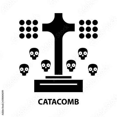 catacomb icon, black vector sign with editable strokes, concept illustration