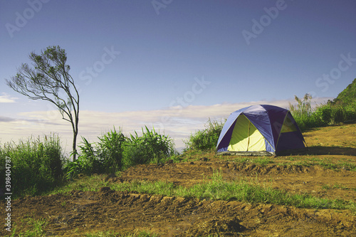 camping on hill
