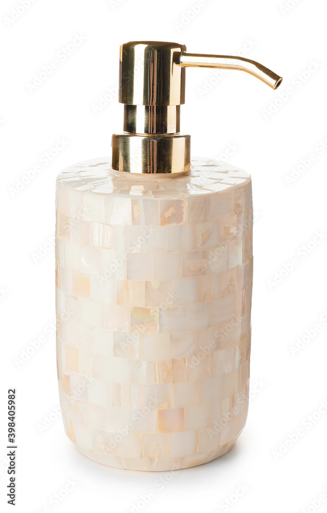 Obraz premium Dispenser bottle with liquid soap on white background