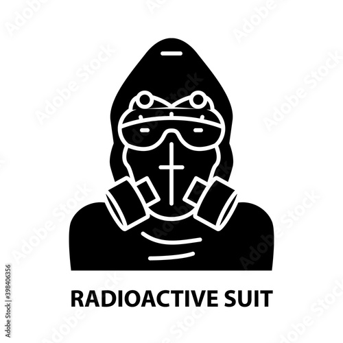 radioactive suit icon, black vector sign with editable strokes, concept illustration