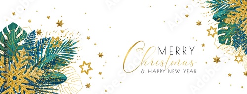 Christmas tropical banner