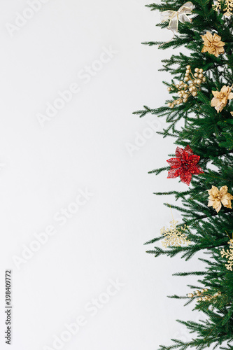 Twigs Christmas Tree decor New Year's background place for inscription